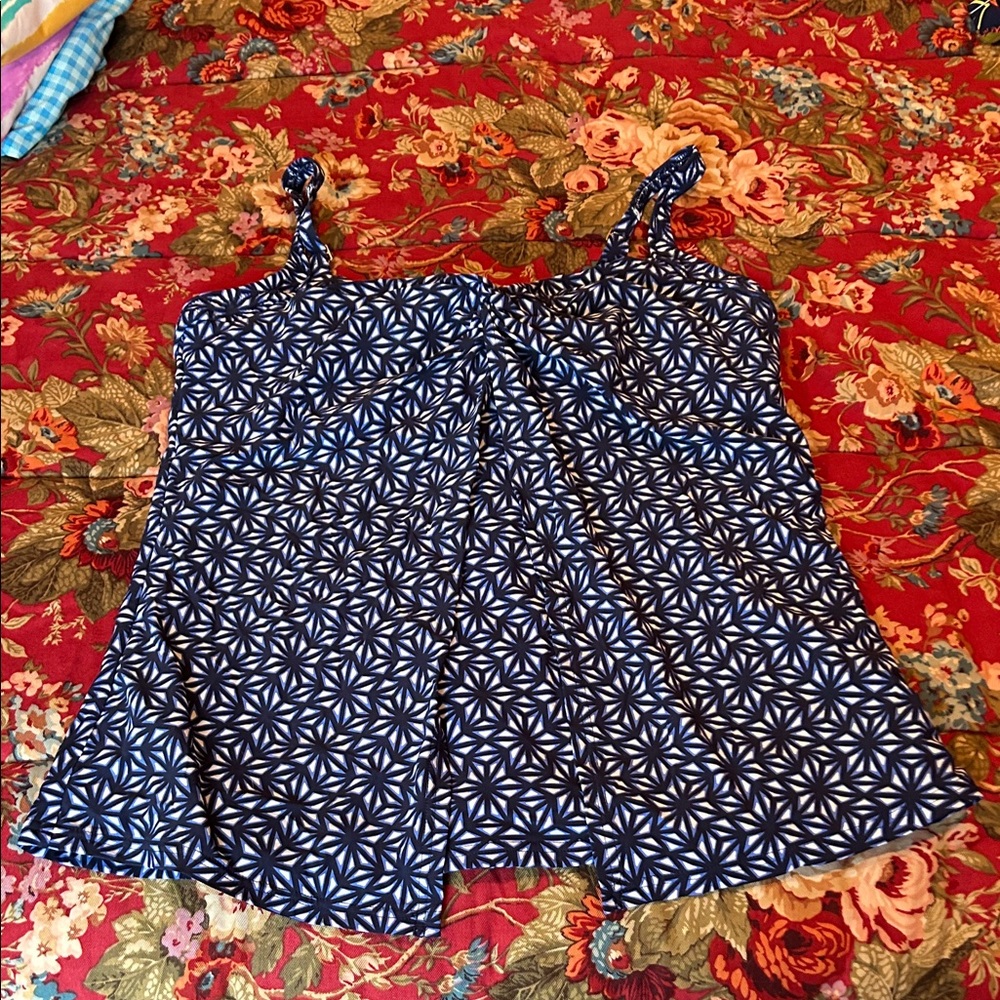 Lands' End Women's Navy Starburst Tankini